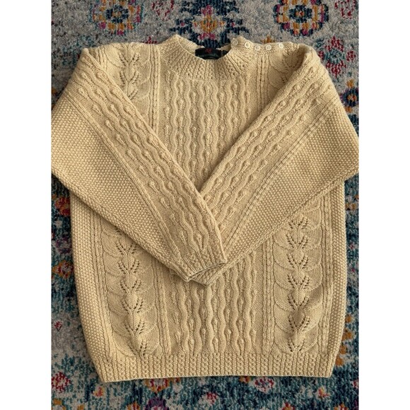 Vtg Abercrombie & Fitch Wool Fisherman Sweater with Button Detail Size M‎ - Picture 7 of 7